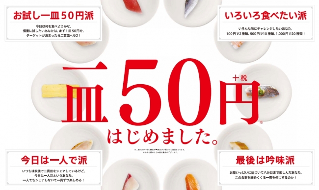 もっと色々なネタを楽しみたいあなたへかっぱ寿司「一皿５０円(一貫提供)」対象店舗拡大！
