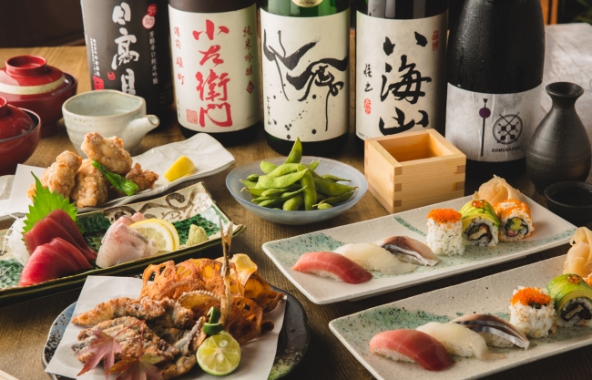 １．寿司テラスコース（2時間飲み放題）7,000円（税別）