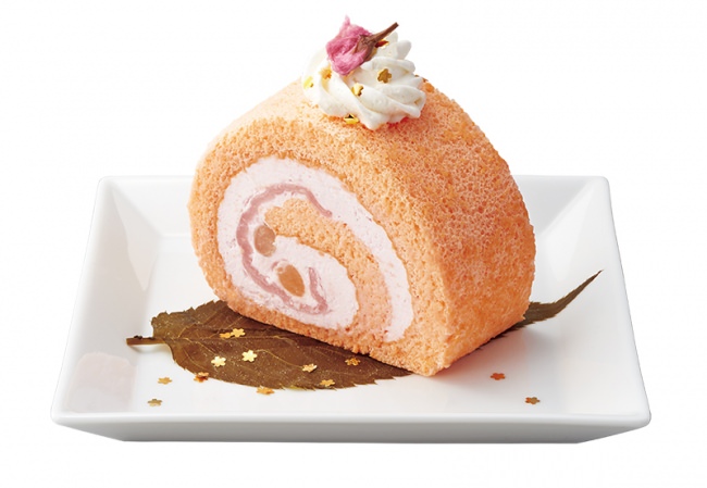 「桜と餅の金箔ロールケーキ」
