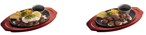 ［左］たっぷりおろしのプライムサイコロステーキ ￥999（税込￥1,078）［右］プライムサイコロステーキ ￥999（税込￥1,078）プライムサイコロステーキ ￥999（税込￥1,078）
