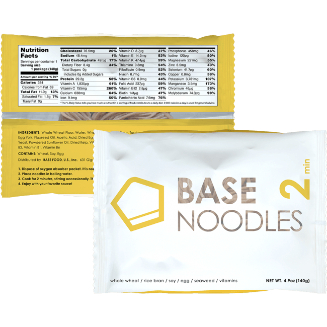 「Base Noodles」パッケージ（表・裏）