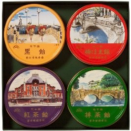 「東京名所缶」 文政元年創業、榮太樓總本鋪の飴が入った、東京の名所が描かれた缶（800名様） ※4種類のうちランダムで1種類お渡しします。※写真はイメージです。