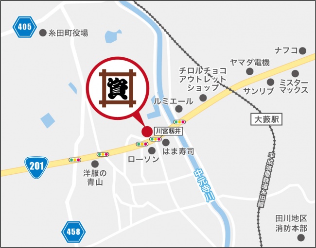 「川宮籾井」交差点すぐに位置しています