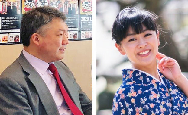 地酒バープロデューサー・松崎晴雄（左）と日本酒インフルエンサー・森田真衣