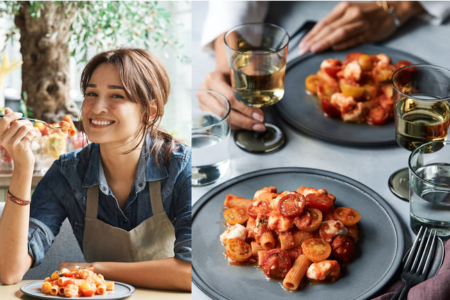 Kelly × Cosme Kitchen Adaptation　(右)ヴィーガンモッツァレラと熊本トマトの自家製ソース リガトーニ