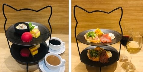 左：「スイーツセット」右：「ワインセット」