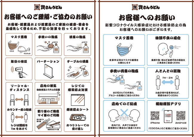 新型コロナウイルス対策およびお客さまへのお願い