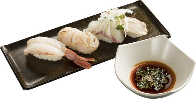 名物タレで食べる寿司4種