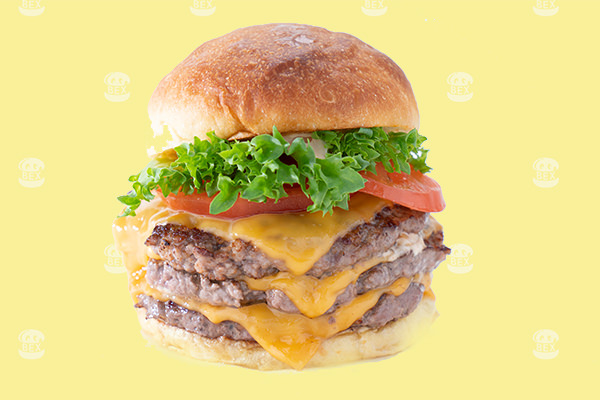 ベックストリプルチーズバーガー  BEX TRIPLE CHEESE BURGER  490円（税込529円）