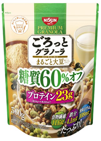 日清シスコ「ごろっとグラノーラ まるごと大豆 糖質60％オフ 360g」