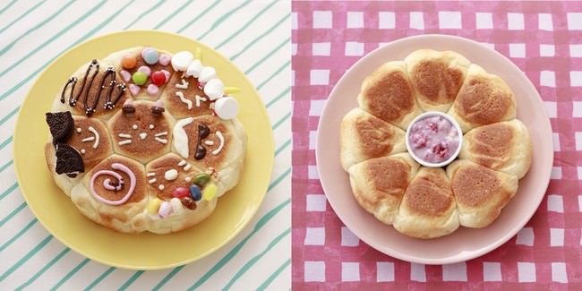 左「お絵描きちぎりパン」、右「フルーツミルククリームのディップちぎりパン」