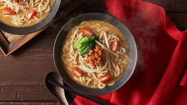 ▲ヴィーガンラーメン「ソラノイロ担々麺」（盛り付けイメージ）