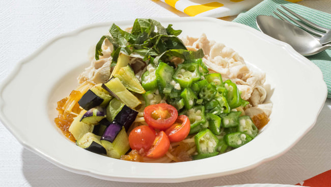 ＜冷製＞茄子と豚しゃぶのさっぱり和風パスタ 830円（税込）