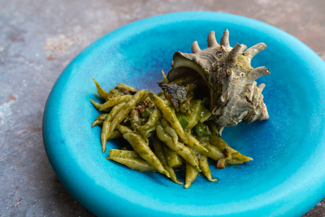 サザエのジェノベーゼ　トロフィエ｜表原 平（ペルトナーレ）