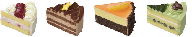 左より、ベリーショート、チョコレート、オレンジ、抹茶