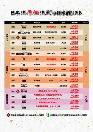 池袋店、大宮店日本酒メニュー2