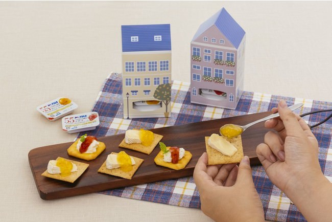 料理例：クラッカーとチーズとジャムのカナッペ