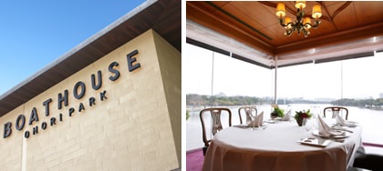 左：店舗外観　右：Room1953(通称モンロールーム個室)からの展望