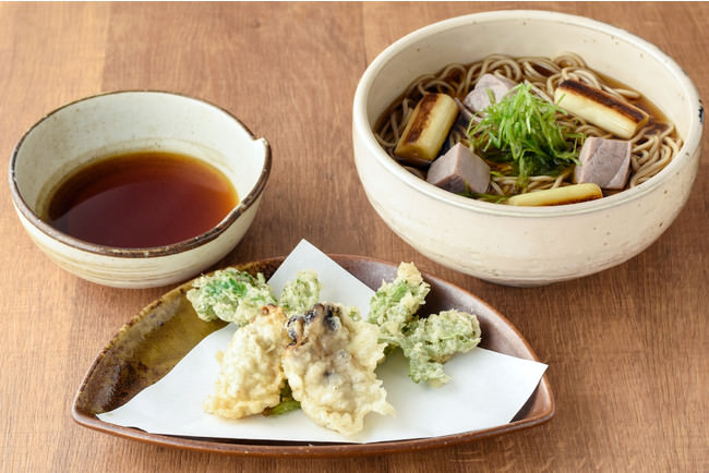 牡蠣の天ぷらとねぎま蕎麦