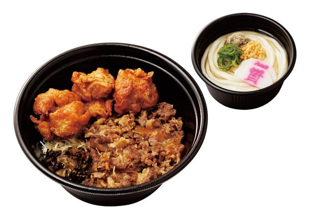 とくとく とり唐弁当 ・牛盛り（ミニうどん付）780円（税込）