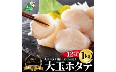 大玉ホタテ 大粒 サイズ １kg（３０玉前後）