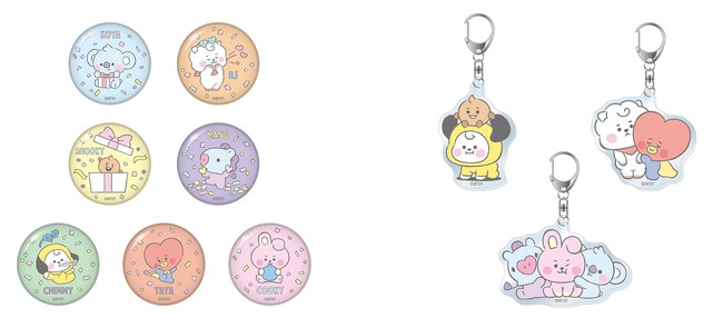 缶バッジ（ランダム7種）、アクリルキーホルダー（全3種）