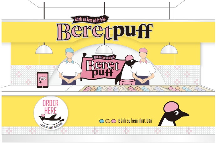 シュークリーム専門店「ビアードパパ」を展開する麦の穂から海外向けのシュークリーム新業態“Beret Puff(ベレーパフ)”が登場！