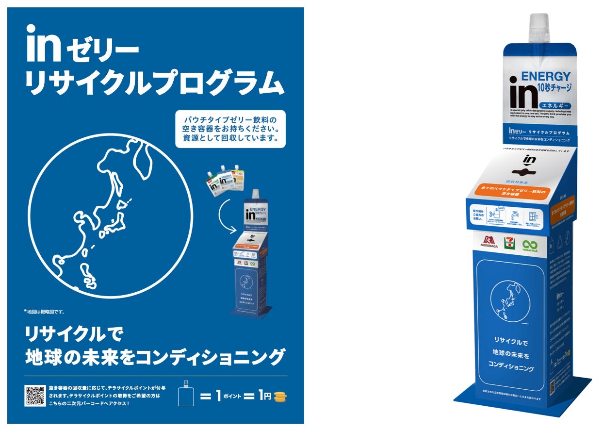 横浜市内のセブン‐イレブンで、森永製菓がパウチタイプゼリー飲料の空き容器回収リサイクル実証実験開始