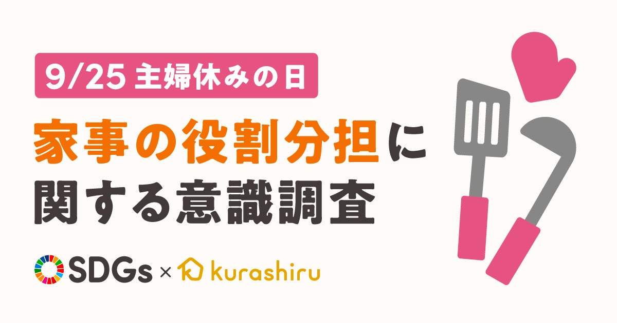 クラシルが「家事分担に関する意識調査」を実施　女性回答者の約6割がパートナーに比べ「自身の家事負担の割合が高い」と感じ、家事の中で占める割合が最も高い項目は「料理」