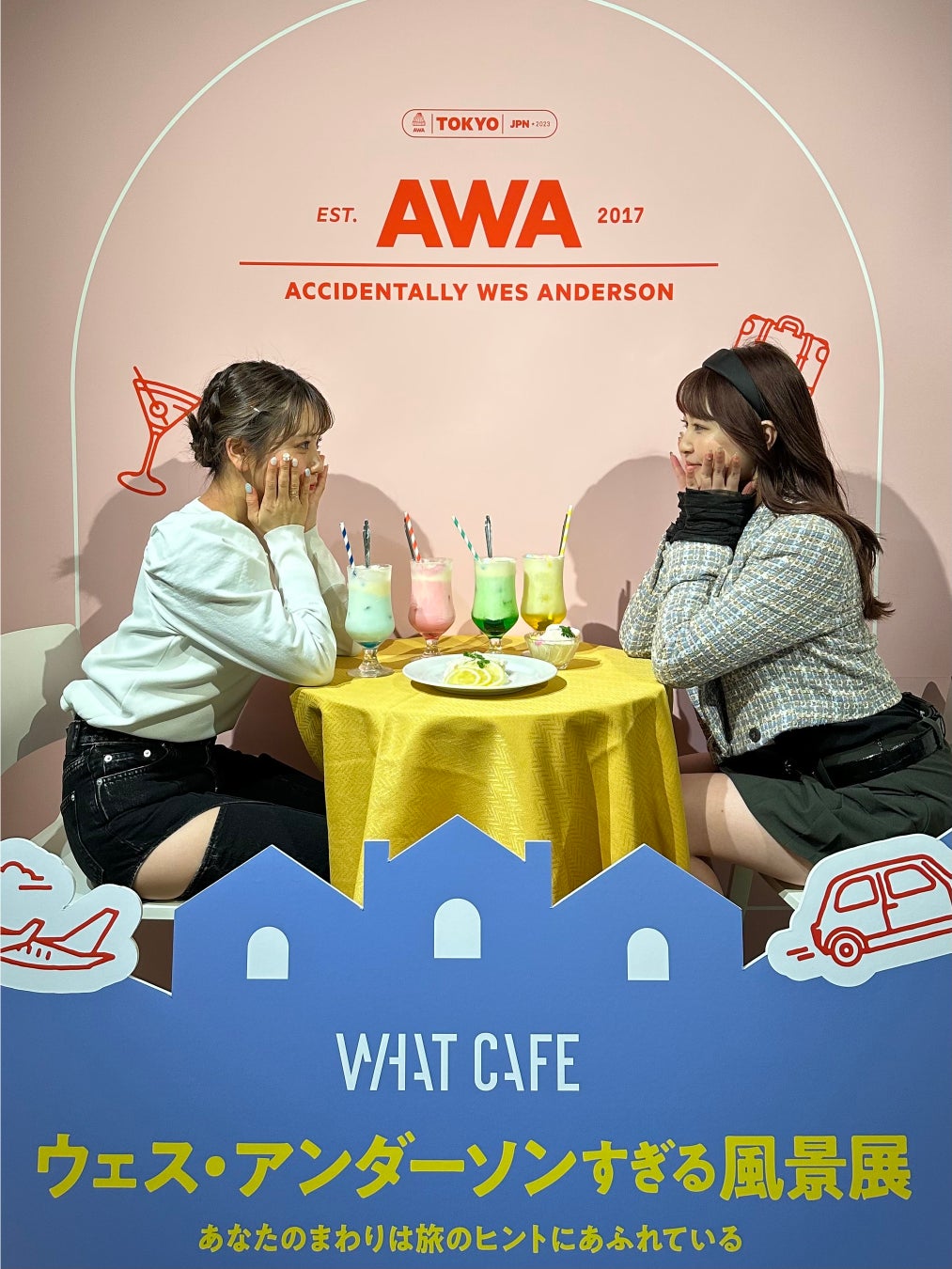 SNS映え必至のカラフル×可愛い特別メニュー登場！　AWA展とアートスポット「WHAT CAFE」コラボ　「ウェス・アンダーソンすぎる風景展」5月26日まで開催