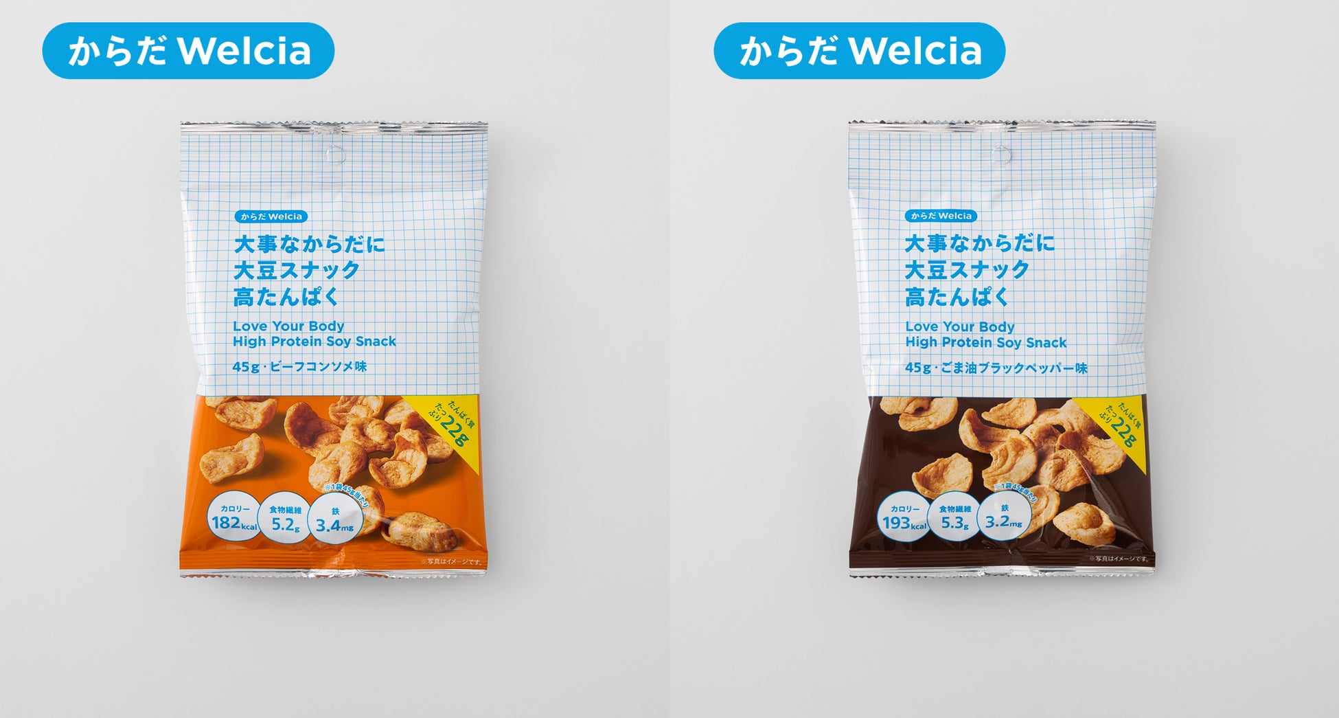 ウエルシアのプライベートブランド「からだWelcia・くらしWelcia」たんぱく質をたっぷり22ｇ配合！「大事なからだに大豆スナック高たんぱく」が新発売!!