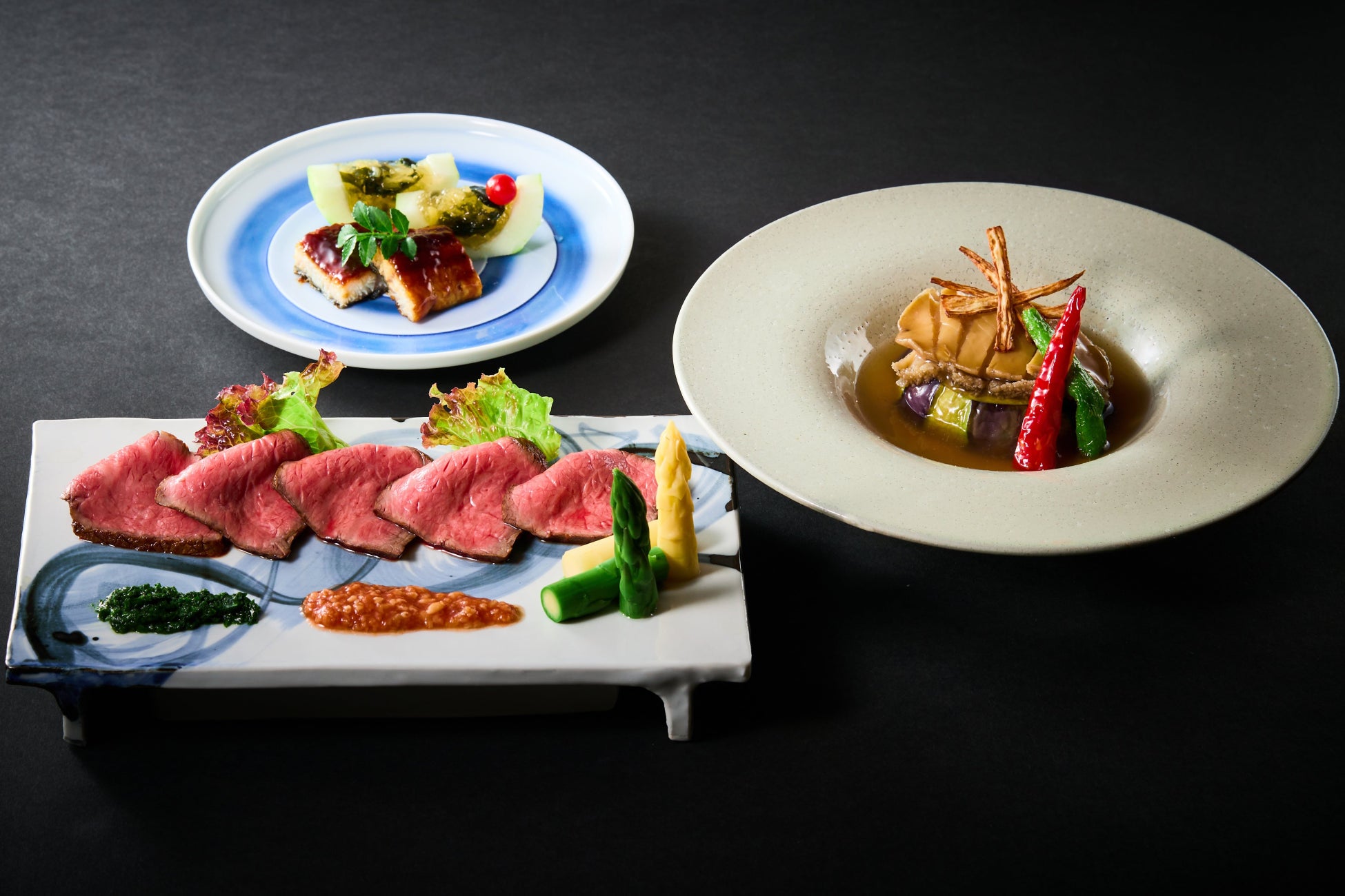 鰻、鮑(あわび)、黒毛和牛を日本料理で堪能する京都の伝統食材や鮎(あゆ)も愉しめる100食限定会席