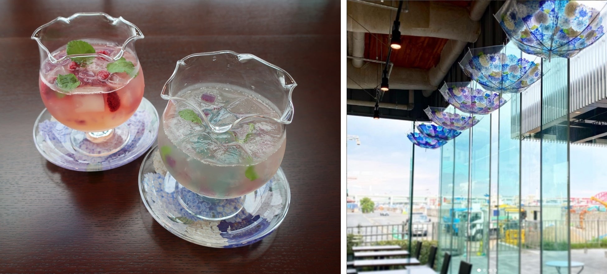 「#紫陽花傘フォトコン」コラボカフェ『咲きこぼれる紫陽花フェア』が神戸港に面したf winery［エフワイナリー］で開催、オリジナルドリンクとフードメニューを期間限定提供