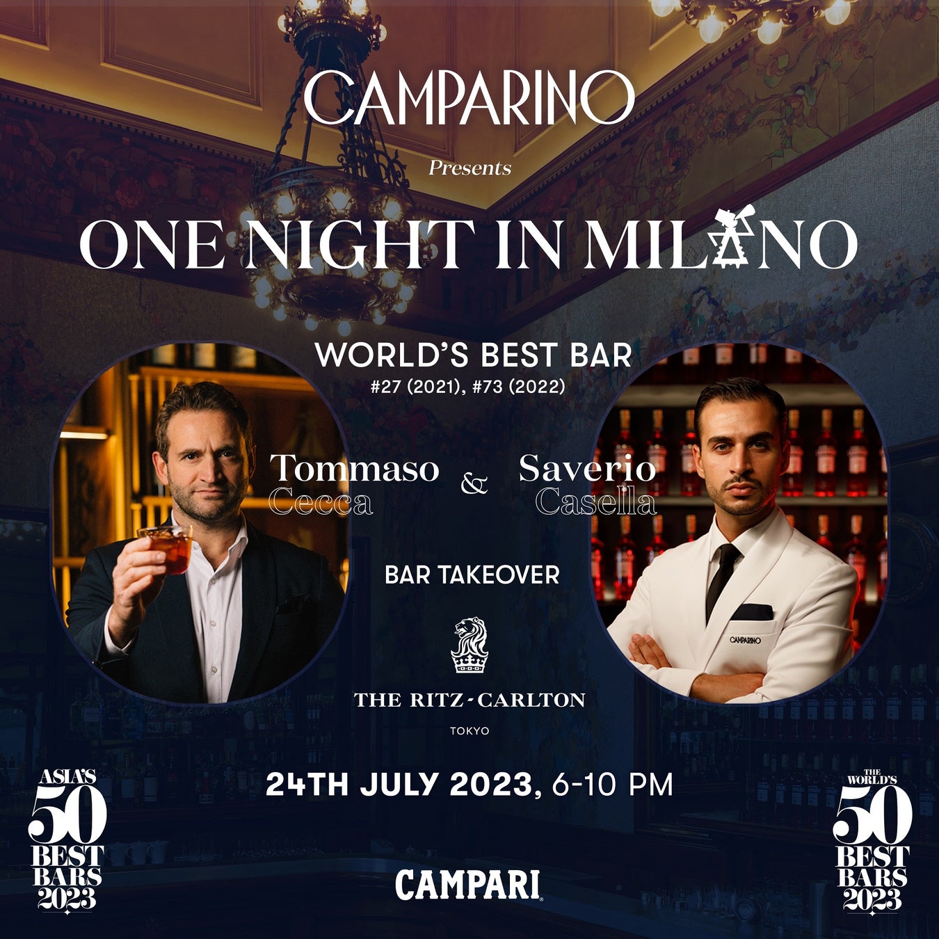 【カンパリ】ザ・リッツ・カールトン東京45階「ザ・バー」が一夜限りのミラノのバールに。アペリティーボの伝説のバール「CAMPARINO」が初来日し、7月24日にゲストバーテンディングイベントを開催！