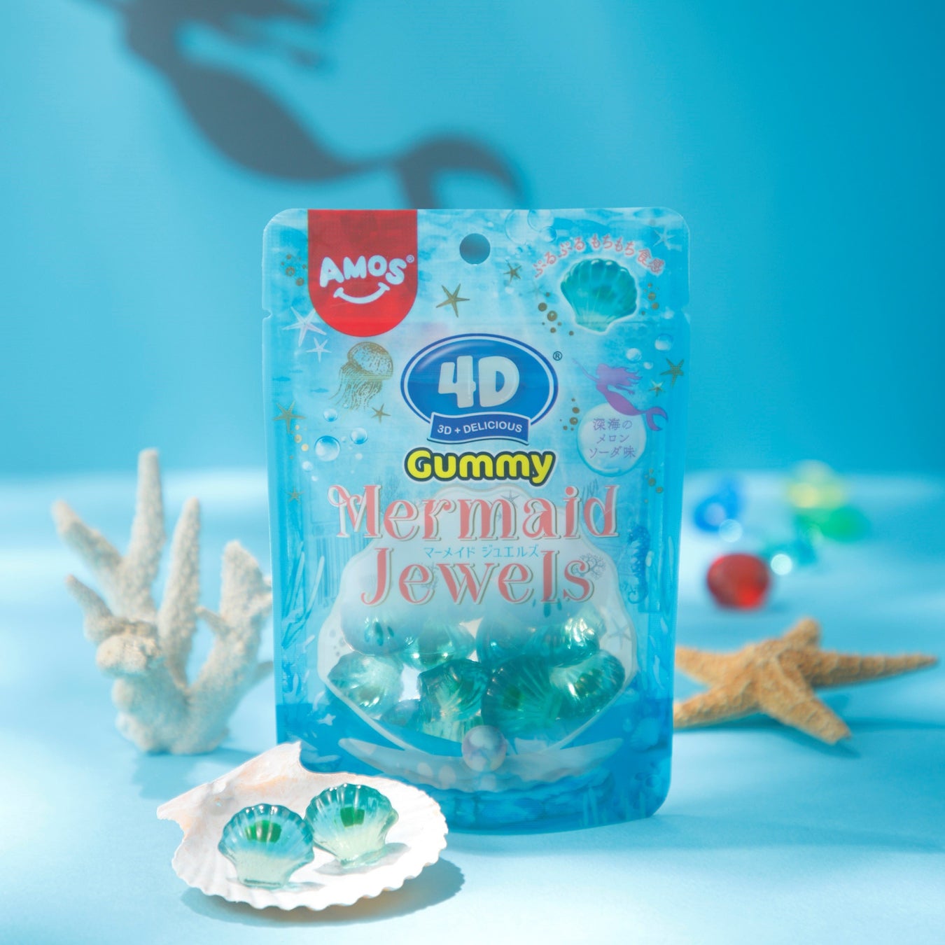 宝石のようにキラキラ輝くジュレ入り貝殻型グミカンロ「4Dグミマーメイドジュエルズ」新発売