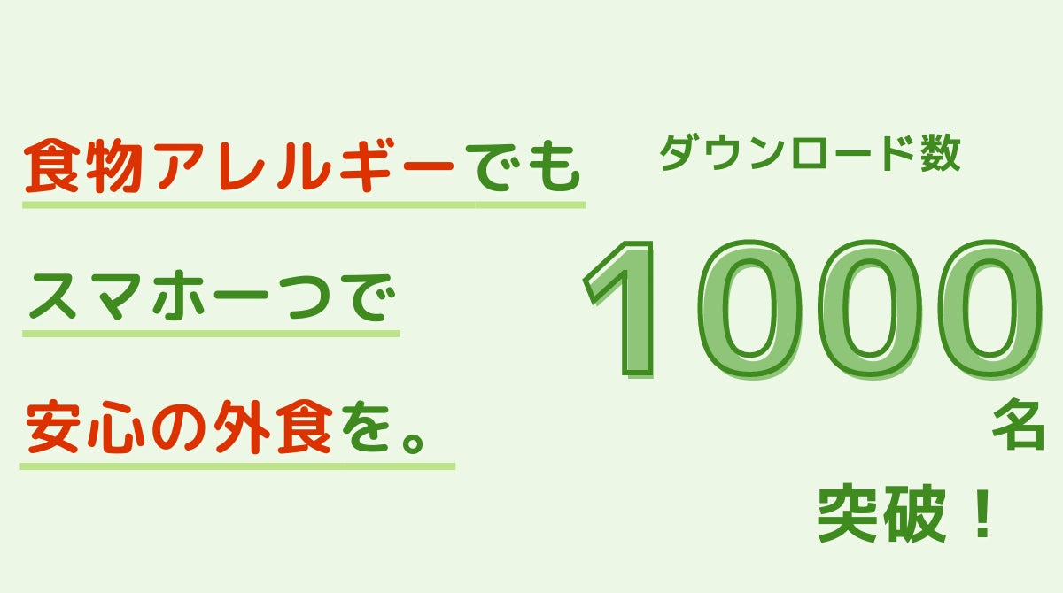 食物アレルギー×外食をもっと手軽にするグルメアプリ”allergy connect”が、1000DLを突破！