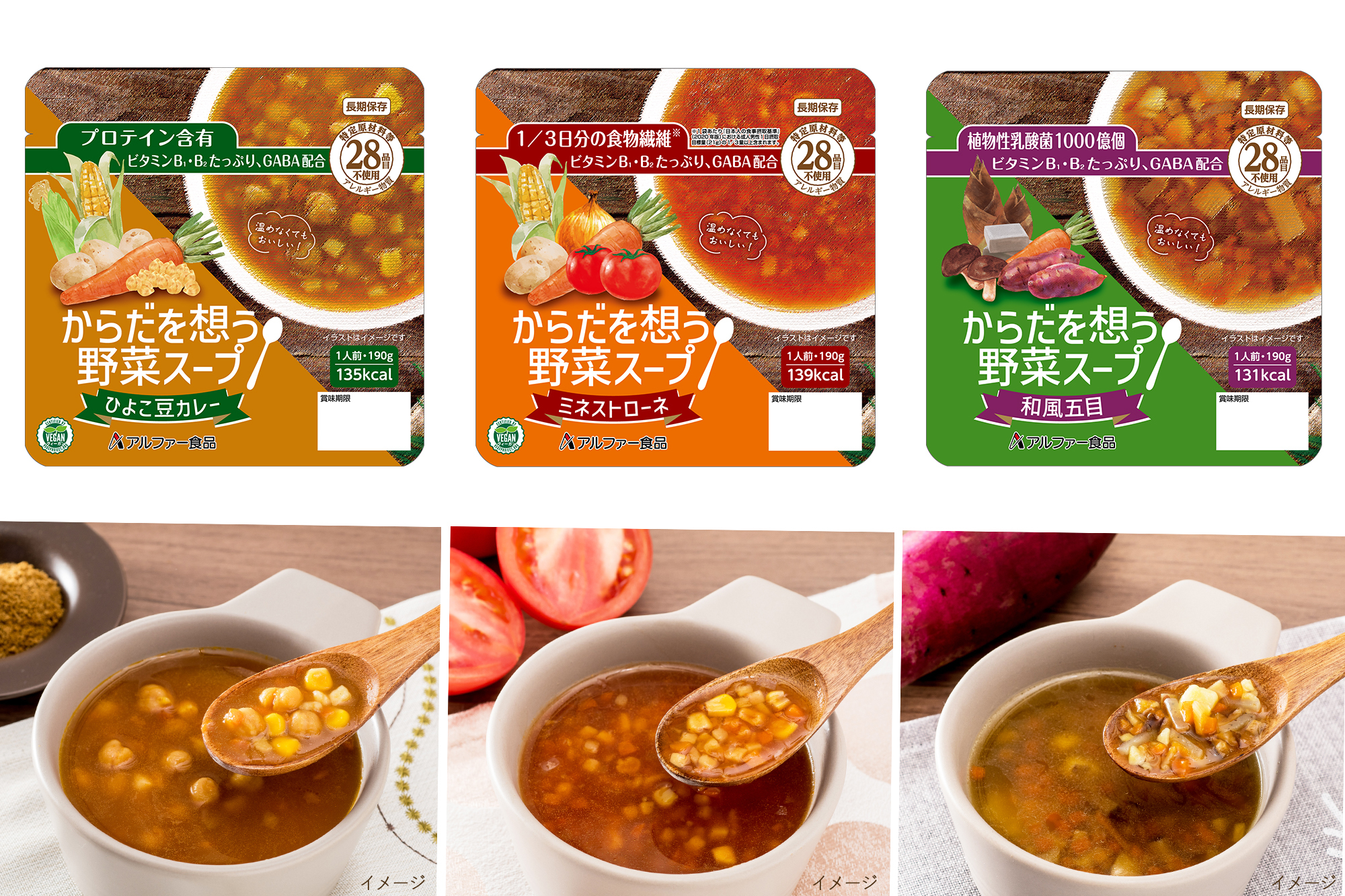長期保存食『からだを想う野菜スープ』シリーズ新発売　
～避難時に不足しがちな栄養素や、
健康問題を軽減する成分をプラス～