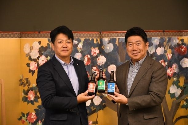 【川崎市市制100周年記念事業】「東海道BEER川崎宿工場」が「【川崎市市制100周年・全国都市緑化かわさきフェア開催】記念ビール」の完成・販売を市長に報告しました