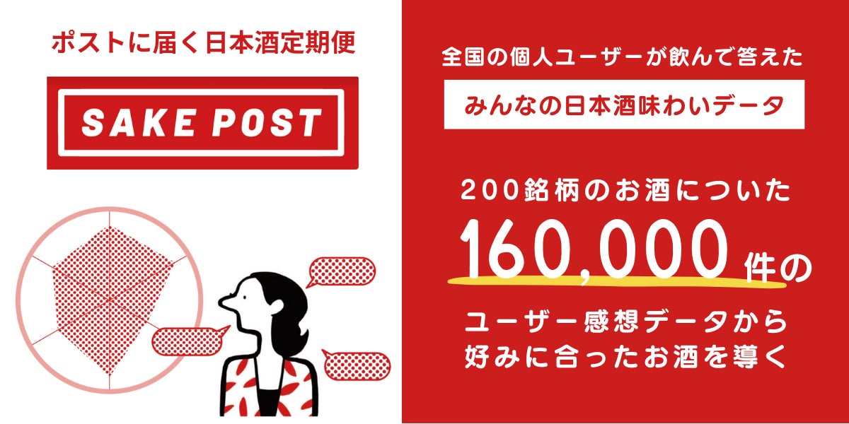 日本酒定期便SAKEPOSTは「飲んだ感想投稿機能」でユーザーから集まった16万件のリアルな味わいデータベースを基に、200銘柄を超える日本酒から好みに合ったお酒選びをサポートする新機能を展開