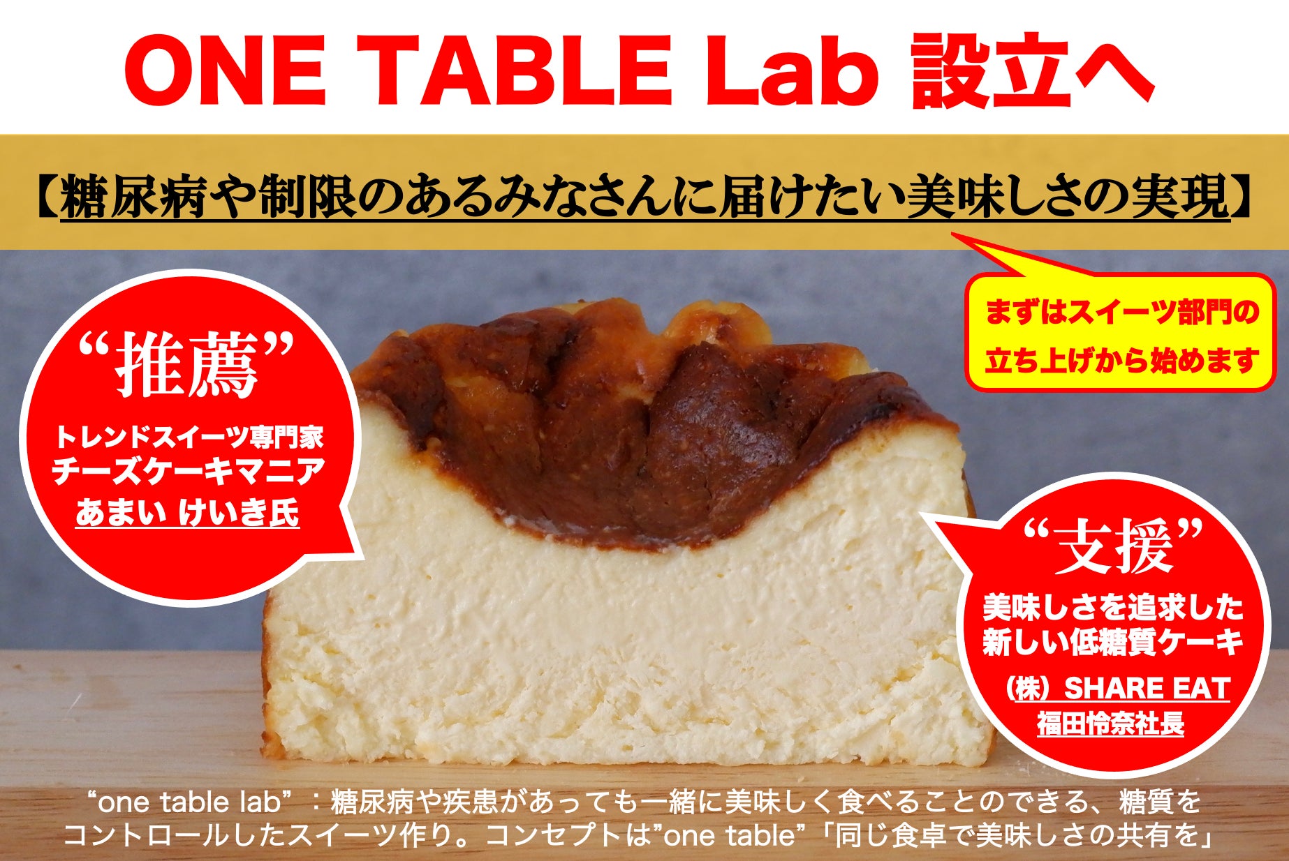 チーズケーキで”one table”「同じ食卓でおいしさの共有」を実現したい！