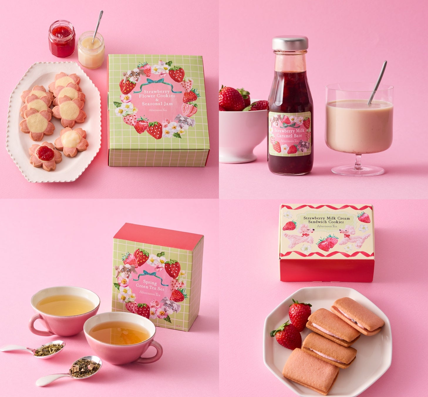 【Afternoon Tea】苺づくしギフト11種を発売！お花のような “いちごクッキー” や牛乳で割るだけの “いちごドリンク” 、紅茶と楽しむ羊羹など