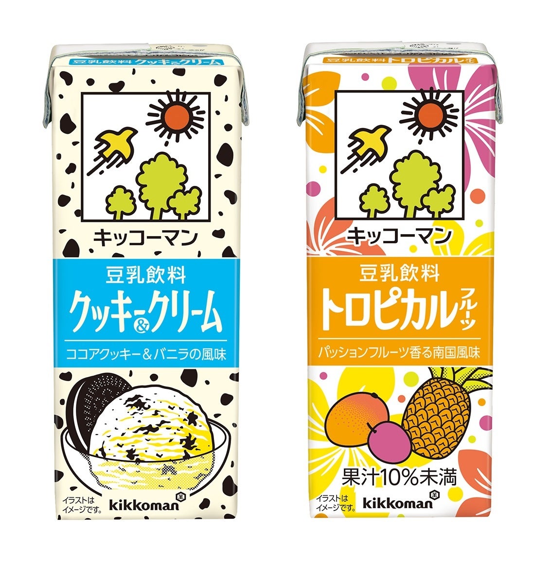 キッコーマンの豆乳飲料に新しいラインアップが登場！豆乳飲料「クッキー＆クリーム」「トロピカルフルーツ」新発売！