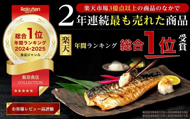 飯田商店の「無塩 訳あり骨取りさば」楽天ランキング2年連続第1位を獲得！