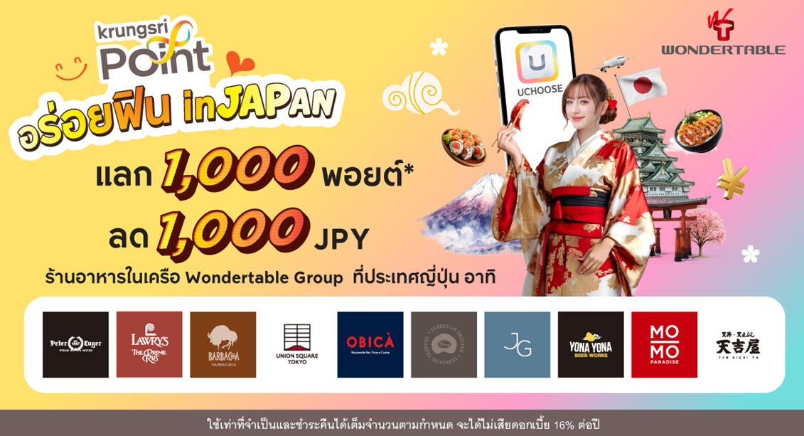 バリューデザイン、タイ・アユタヤ銀行（クルンシィ）クレジットカードと共同でクレジットカード会員向けに「ワンダーテーブルギフトカード」をお得に交換できるキャンペーンを2026年1月1日から期間限定で実施