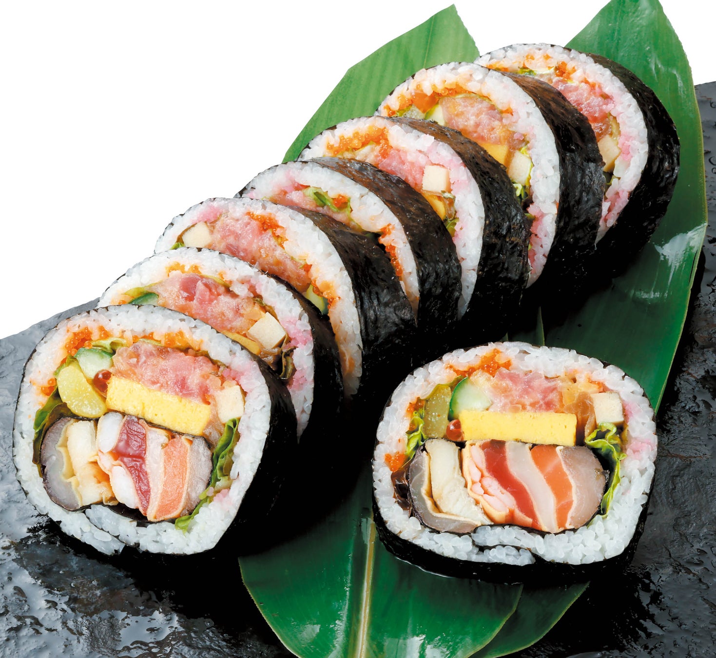 【販売実績１００万本】多彩な海鮮と、旨みの食材を絶妙なバランスで重ね、職人が一本一本丁寧に巻き上げた「がってん寿司」史上最大の特大太巻き。１８種の豪華具材が織り成す”極”の味わいを届けます。