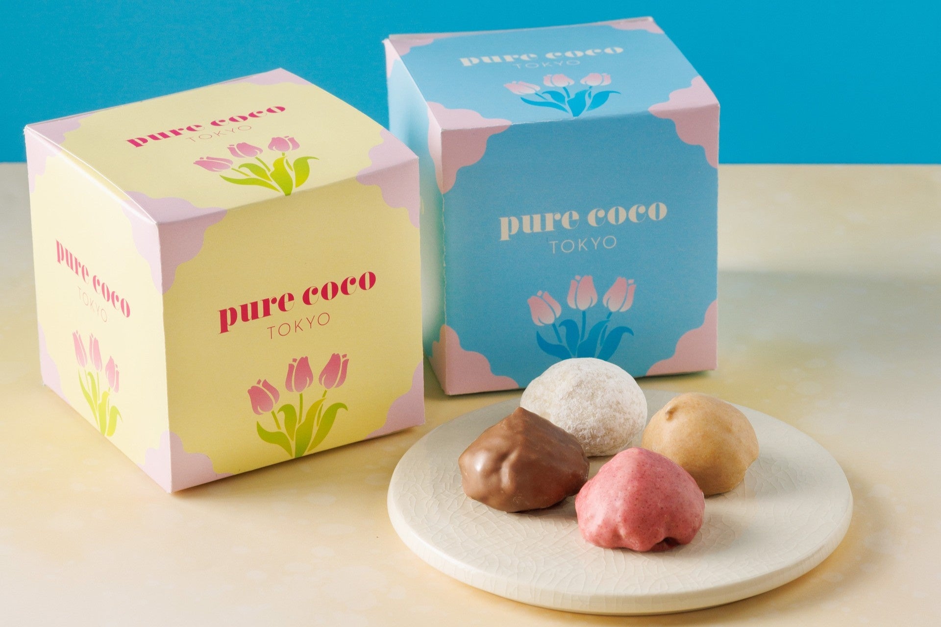 【pure coco TOKYO（ピュアココ トーキョー）】3本のピンク色のチューリップに想いを込めて　大切な想いや感謝の気持ちを彩る『ピュアココ ホワイトデーキューブ』発売