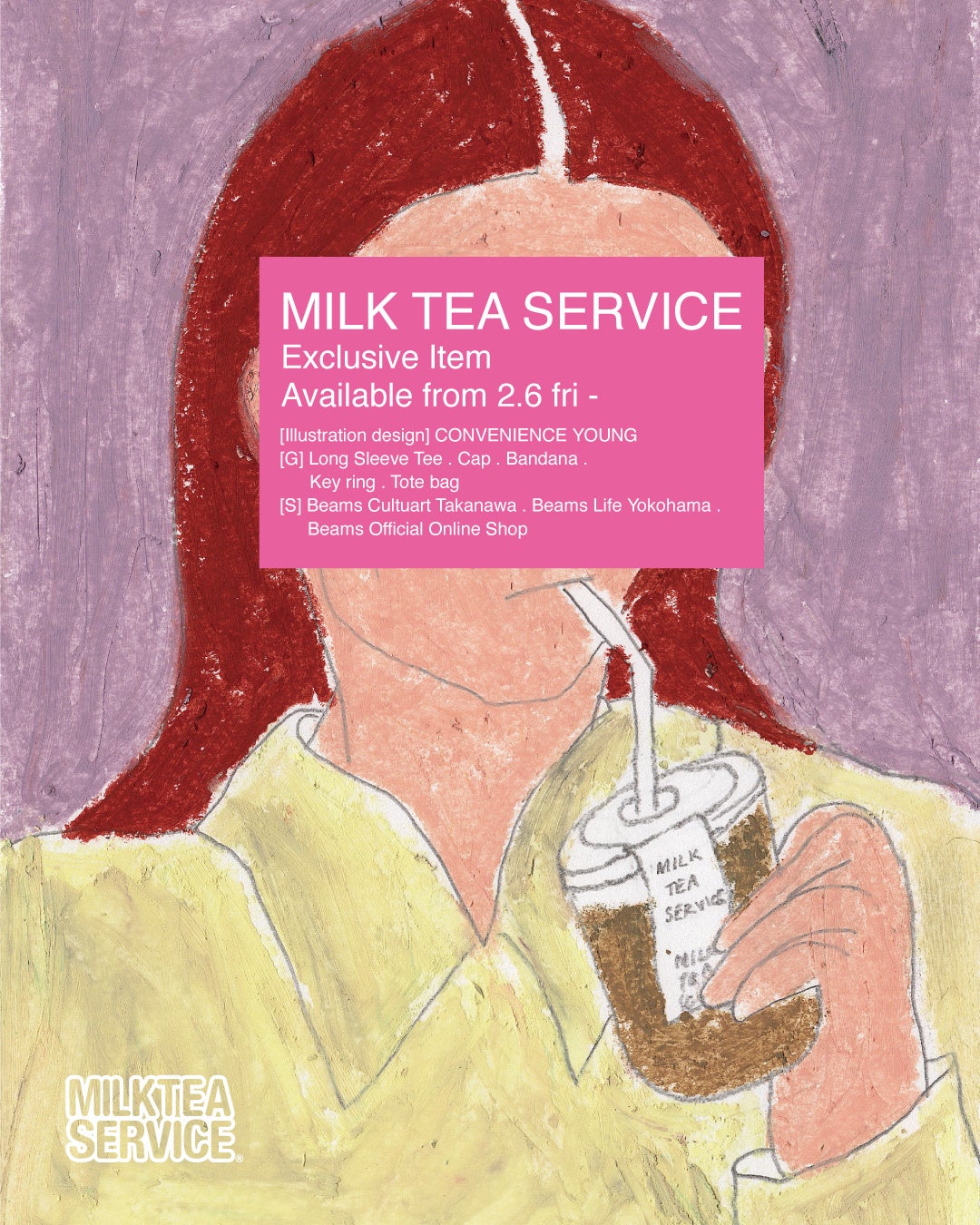「MILK TEA SERVICE」が「CONVENIENCE YOUNG」描き下ろしアートによるグッズを2月6日（金）より発売。