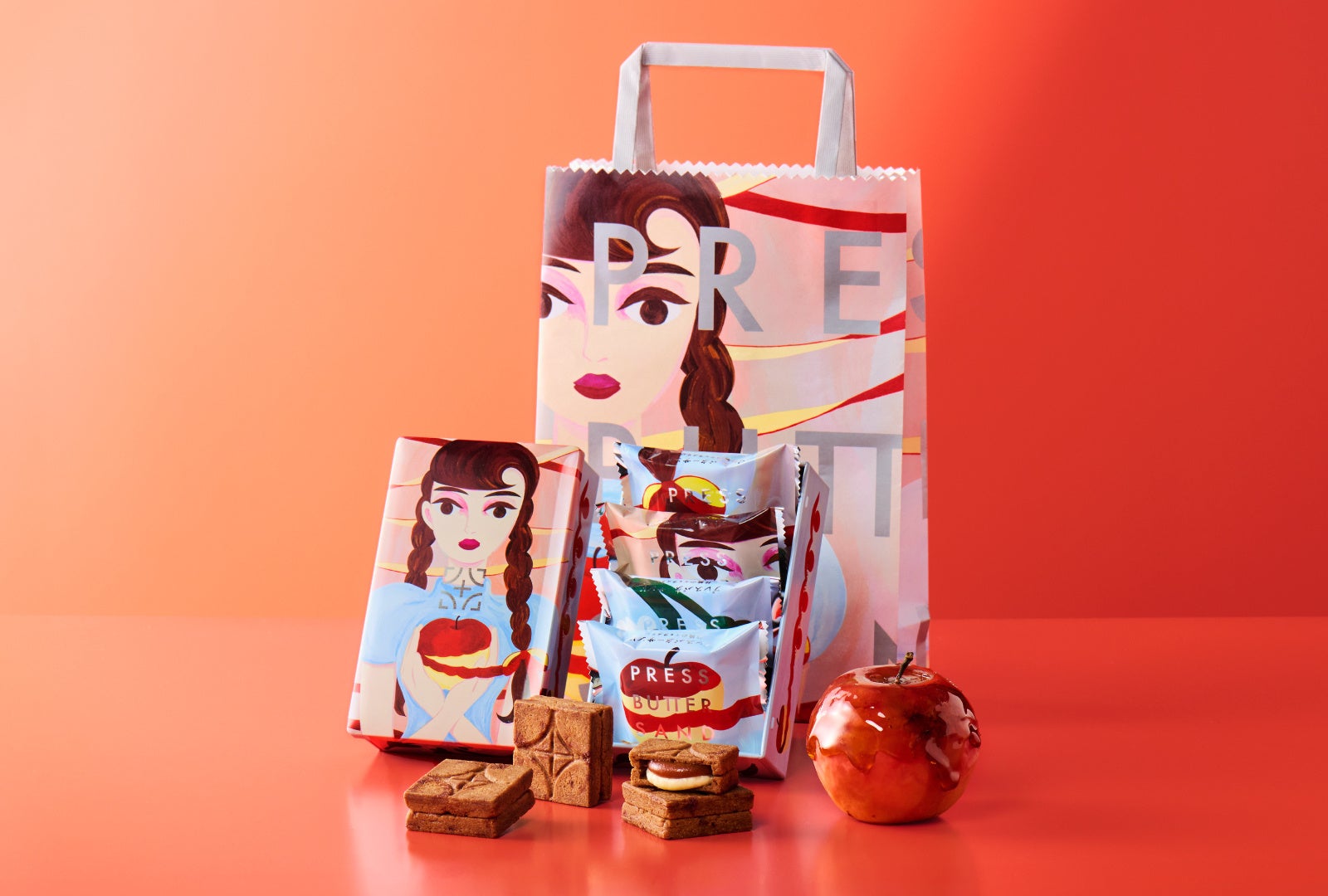 【期間限定】「PRESS BUTTER SAND」× 「ArtSticker」“五感で味わうお菓子体験”プロジェクト。第3弾は、イラストレーター/画家・中村桃子氏とのコラボ商品「林檎のキャラメリゼ」