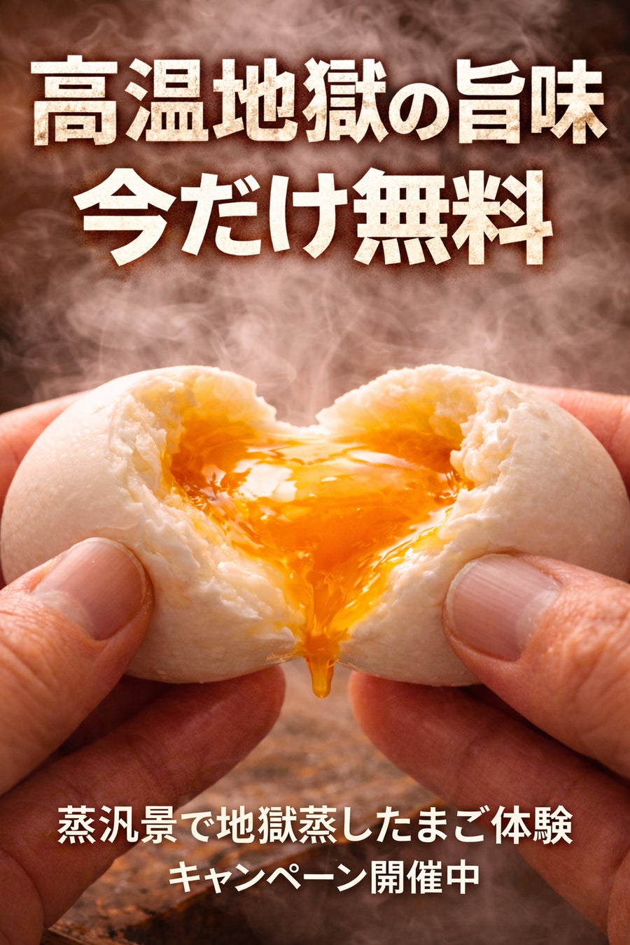 高温地獄の旨味、今だけ無料！ひょうたん温泉内「蒸汎景」で、地獄蒸しの“おいしさの入口”を体験