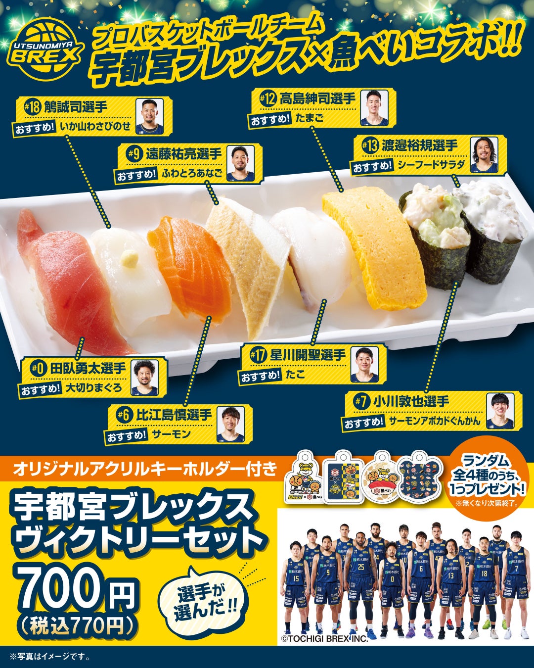 魚べい・元気寿司×ブレックス 「宇都宮ブレックス ヴィクトリーセット」販売